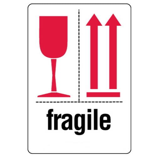 Étiquettes Fragile – coupe rouge et flèches rouges - CFT Canada